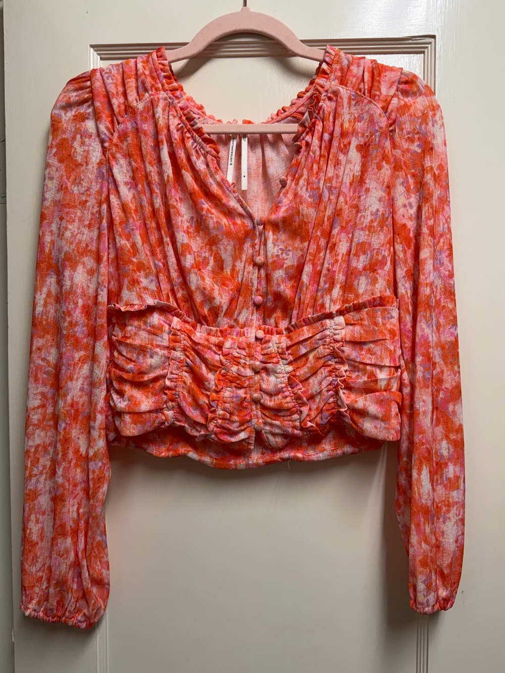 Anthropologie Abstract Print Button Blouse